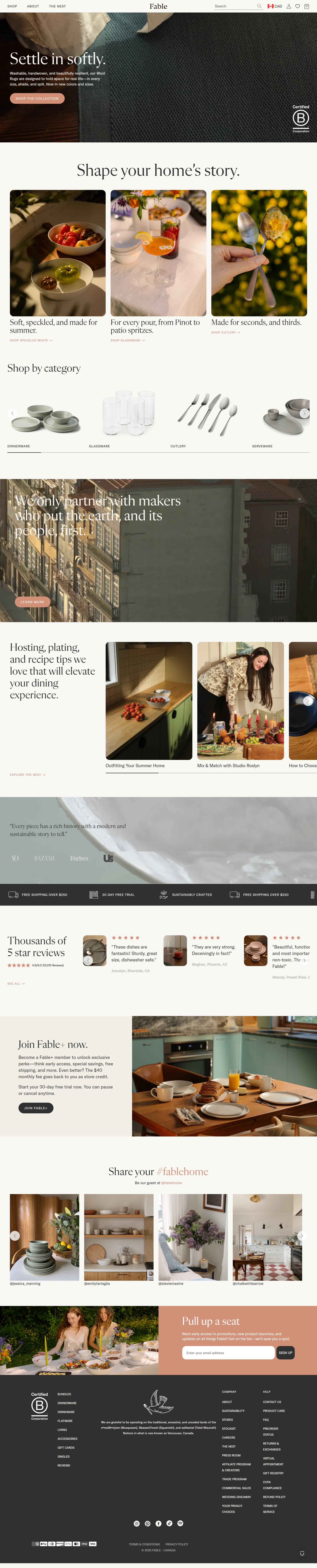 Fable Homeware — website screenshot