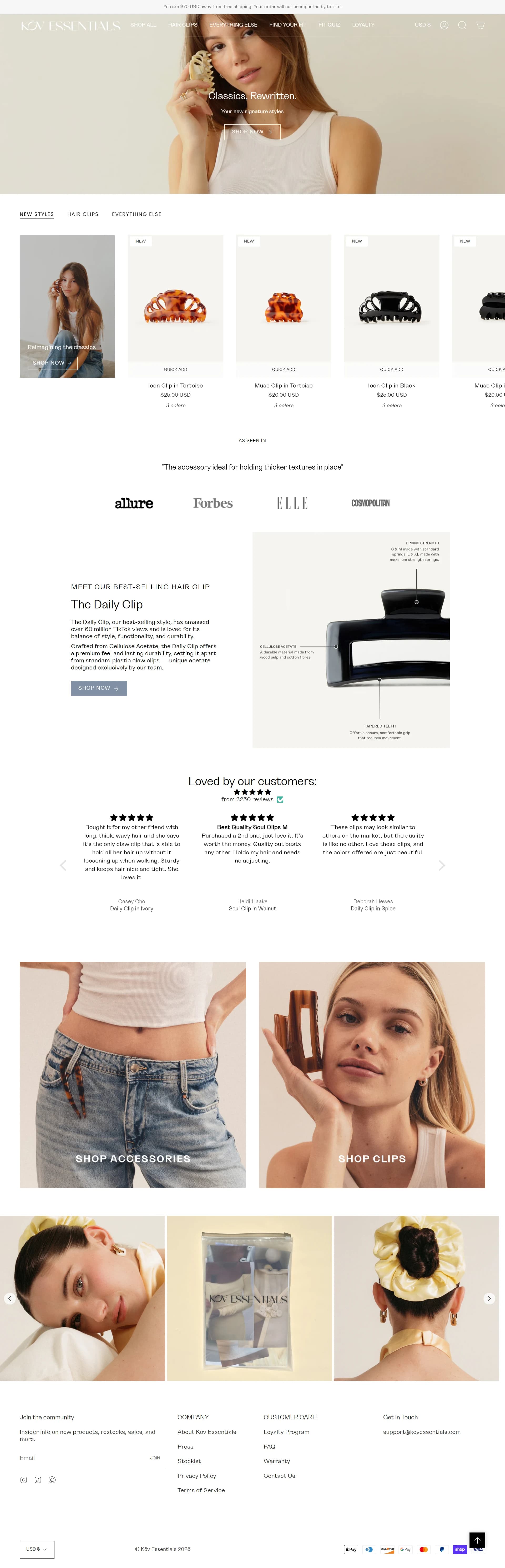 KOV Essentials — website screenshot