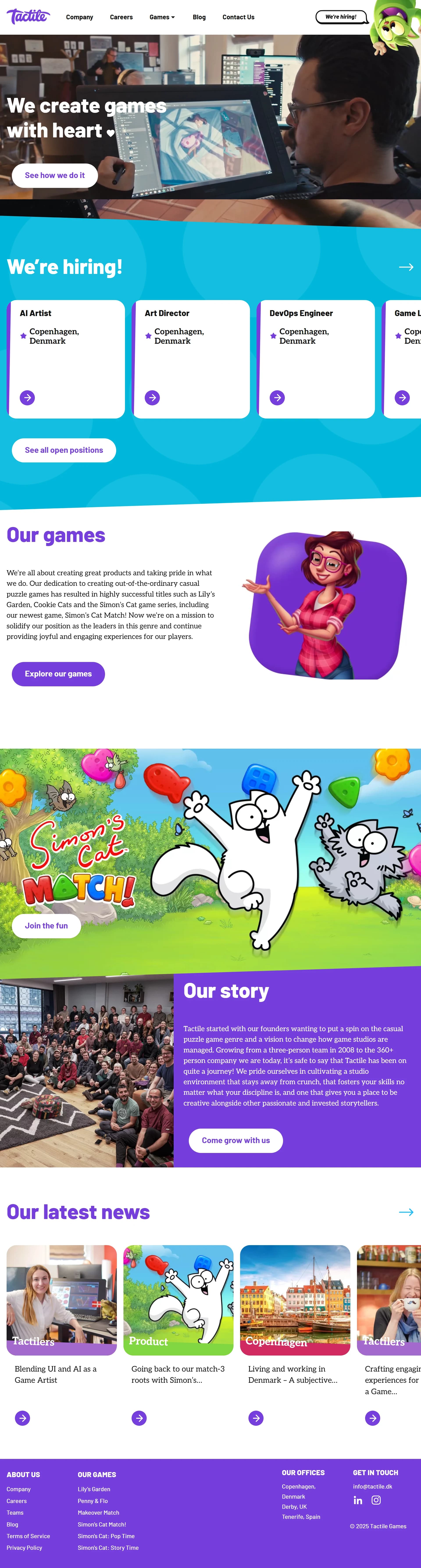 Tactile Games — website screenshot